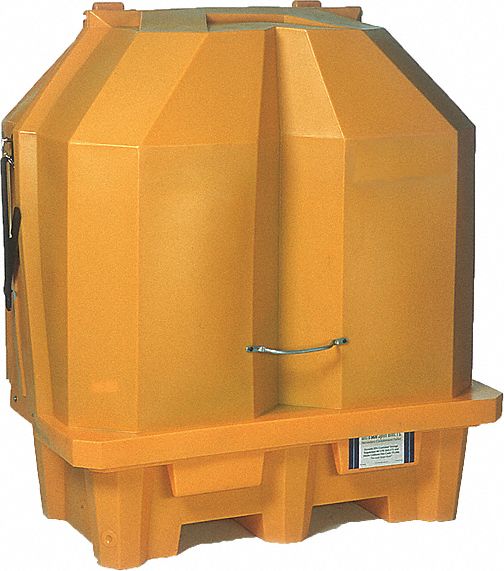 COVERED HARD TOP SPILL PALLET, FOR 2 DRUMS, 66 GAL CAPACITY, 3,000 LB LOAD CAPACITY