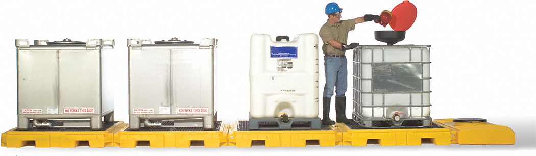 IBC CONTAINMENT UNIT, FOR 4 IBC, 278 X 62 X 8¾ IN, YELLOW, POLYETHYLENE