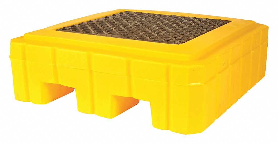 DRUM SPILL CONTAINMENT PALLET, FOR 1 DRUM, 62 GAL CAPACITY, 800 LB LOAD CAPACITY