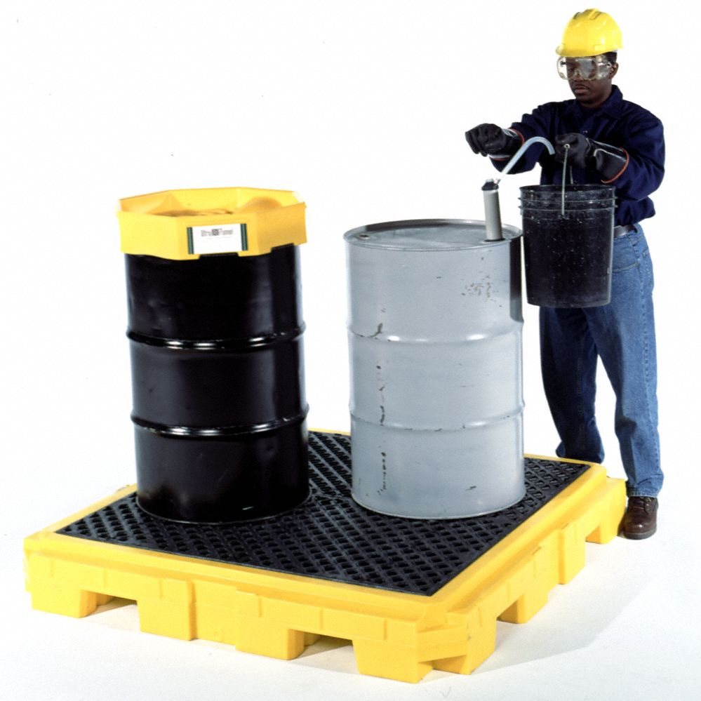 ULTRATECH Drum Spill Containment Pallet: For 4 Drums, 75 gal Spill ...