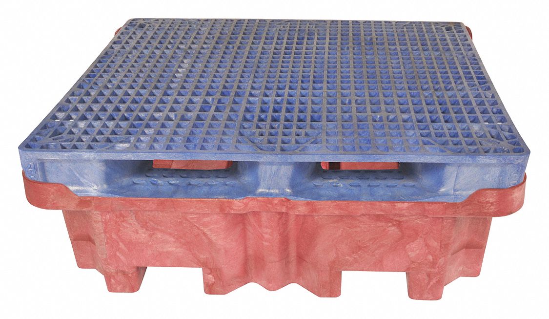 DRUM SPILL CONTAINMENT PALLET, FOR 4 DRUMS, 85 GAL CAPACITY, 6,500 LB LOAD CAPACITY