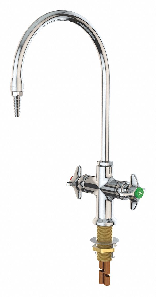 Laboratory Faucet: Faucet, Single-Post, For Cold Water/Hot Water Media, 2 Handles, 1 Outlets