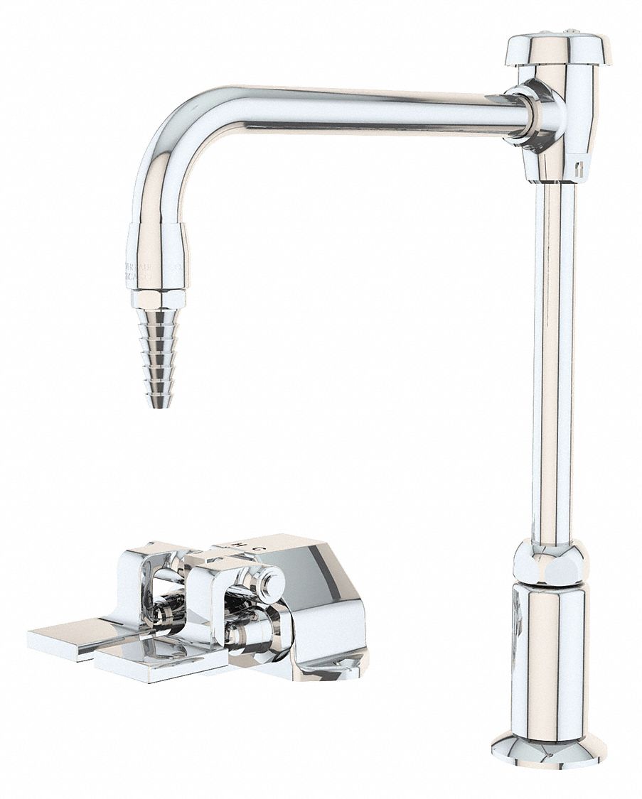 Laboratory Faucet: Faucet, Single-Post, For Cold Water/Hot Water Media, 2 Handles, 1 Outlets