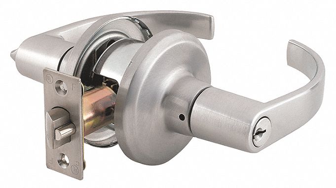 Door Lockset: Office Lever Locksets, Nickel, ADA Compliant