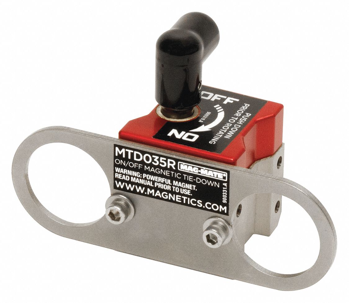 Magnetic Tie Down: Magnetic Tie Down, 35 lb Max Load Capacity, On/Off Handle, L-Handle