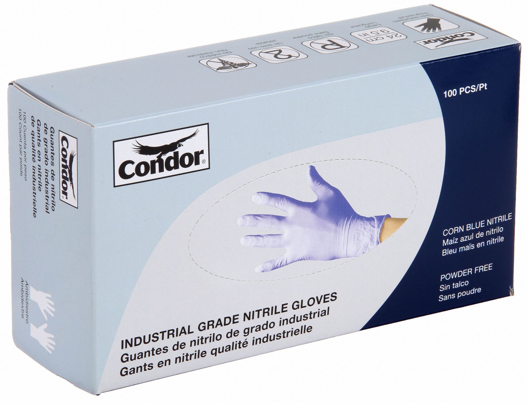 CONDOR Nitrile, Disposable Gloves, XL, PowderFree, 4.0 mil Palm