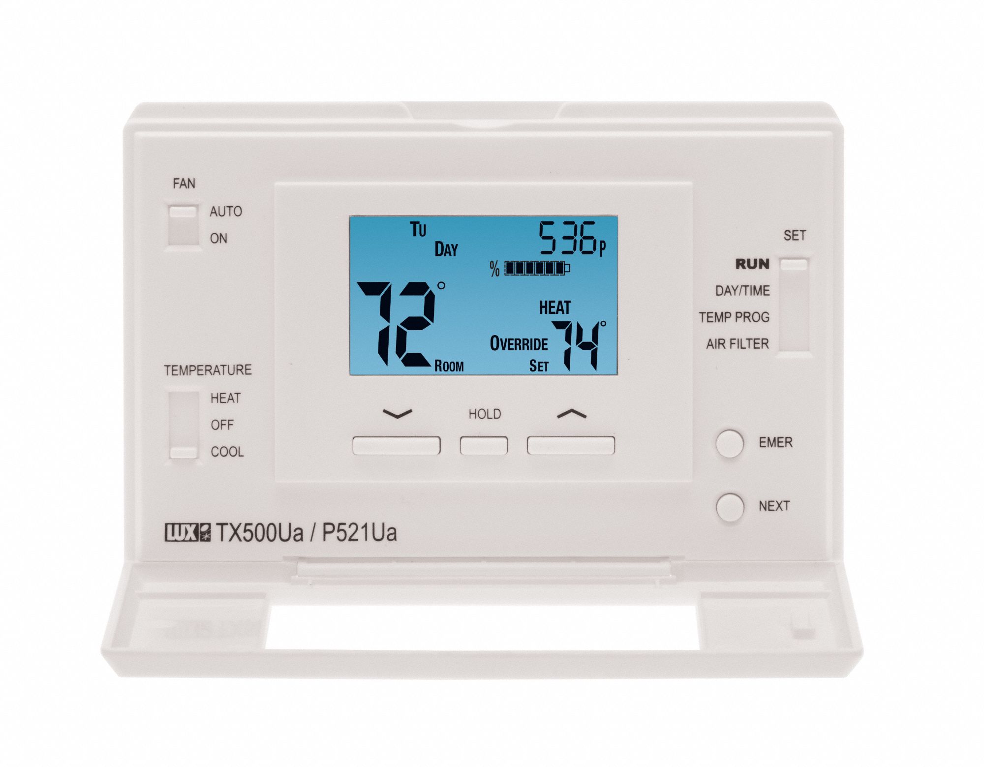 LUX Thermostat, Stages Heat 2, Stages Cool 1 53CV80P521U Grainger