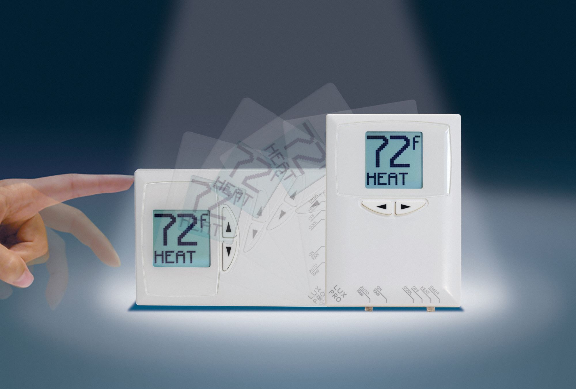 LUX Thermostat, Stages Heat 2, Stages Cool 1 53CV83PSDH121B Grainger