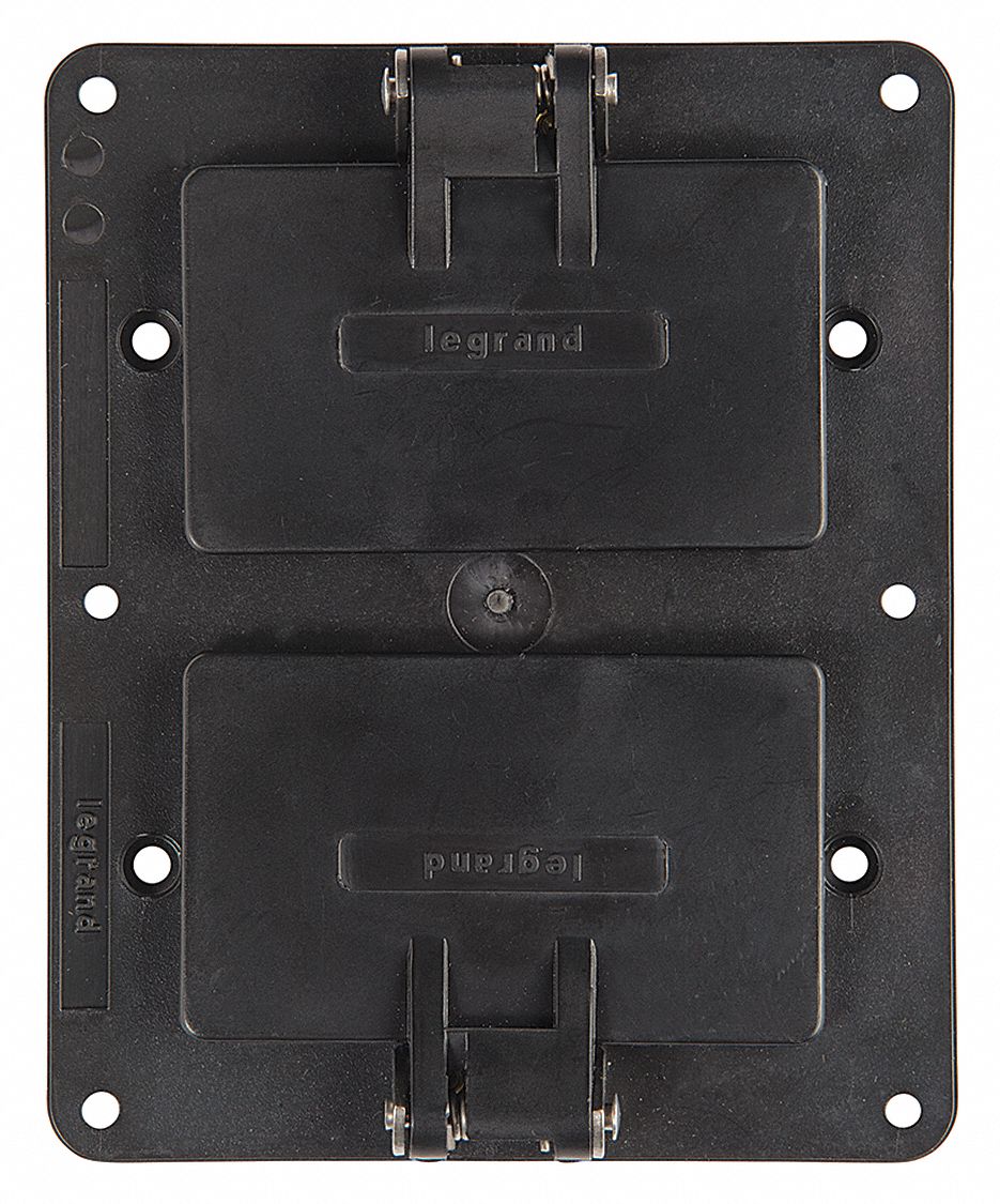 Weatherproof Cover: Portable Outlet Box Cover, GFCI Receptacles, 2 Gangs, 3R, Black