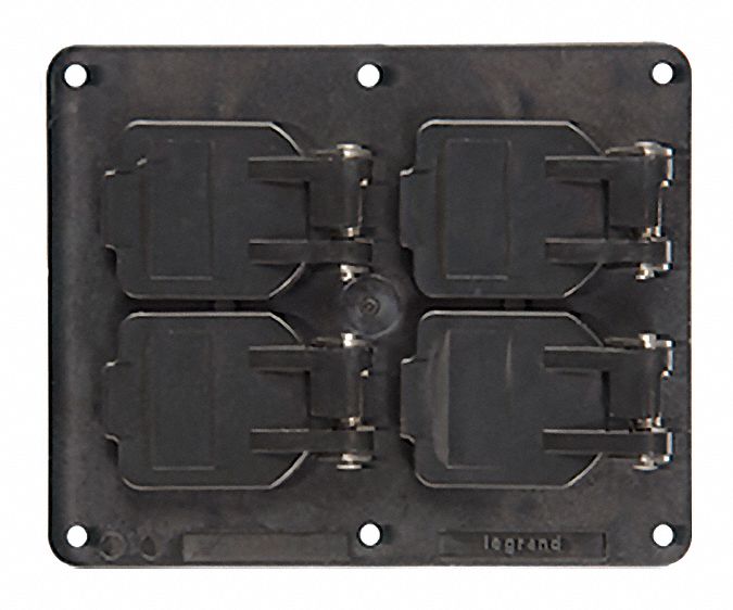 Weatherproof Cover: Portable Outlet Box Cover, Duplex Receptacles, 2 Gangs, 3R, Black