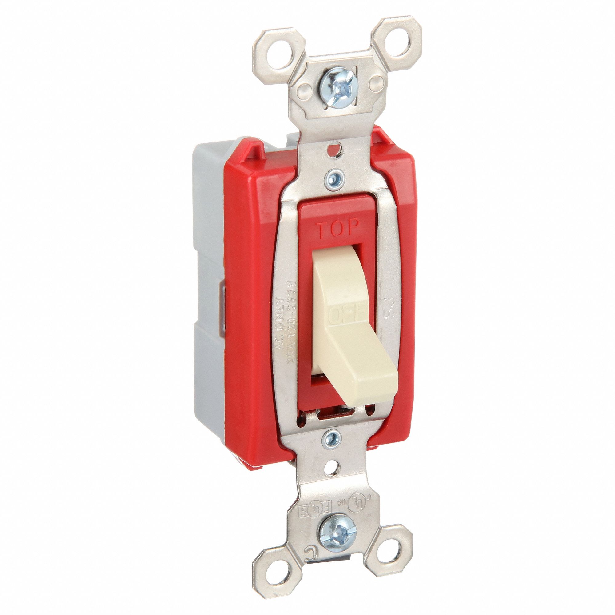 Wall Switch: Toggle Switch, Single Pole, Ivory, 20 A, 120V AC, Screw Terminals