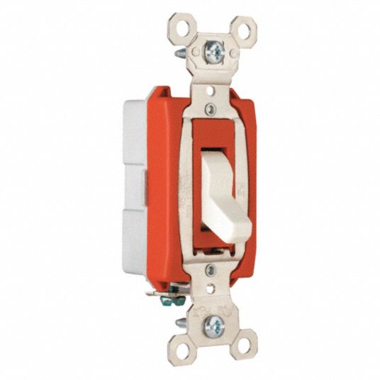 Toggle Switch, Single Pole, Wall Switch 53CX62PS20AC1W Grainger