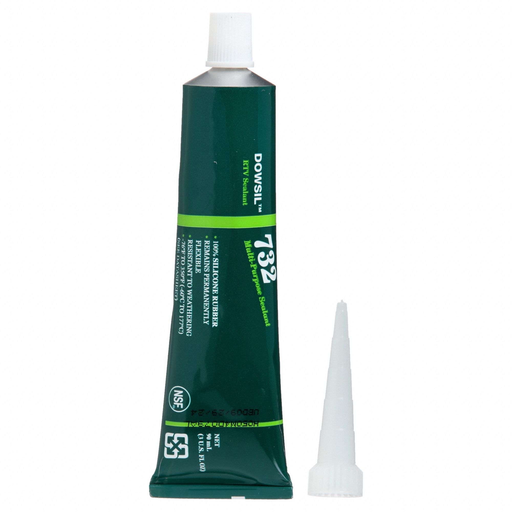 Silicone Sealant: 732, Gray, 3 oz, Tube, 501% or More Elongation Range