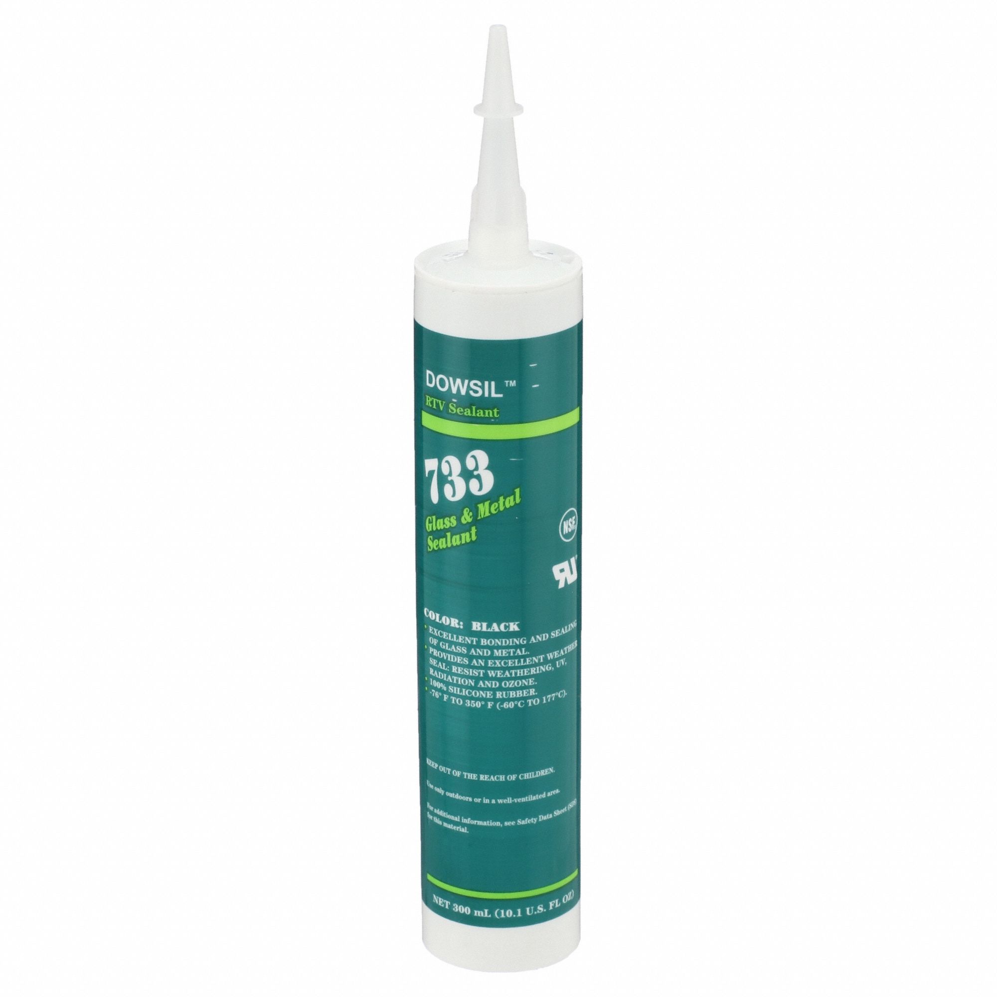 Silicone Sealant: 733, Black, 10 oz, Cartridge, 301% to 500% Elongation Range