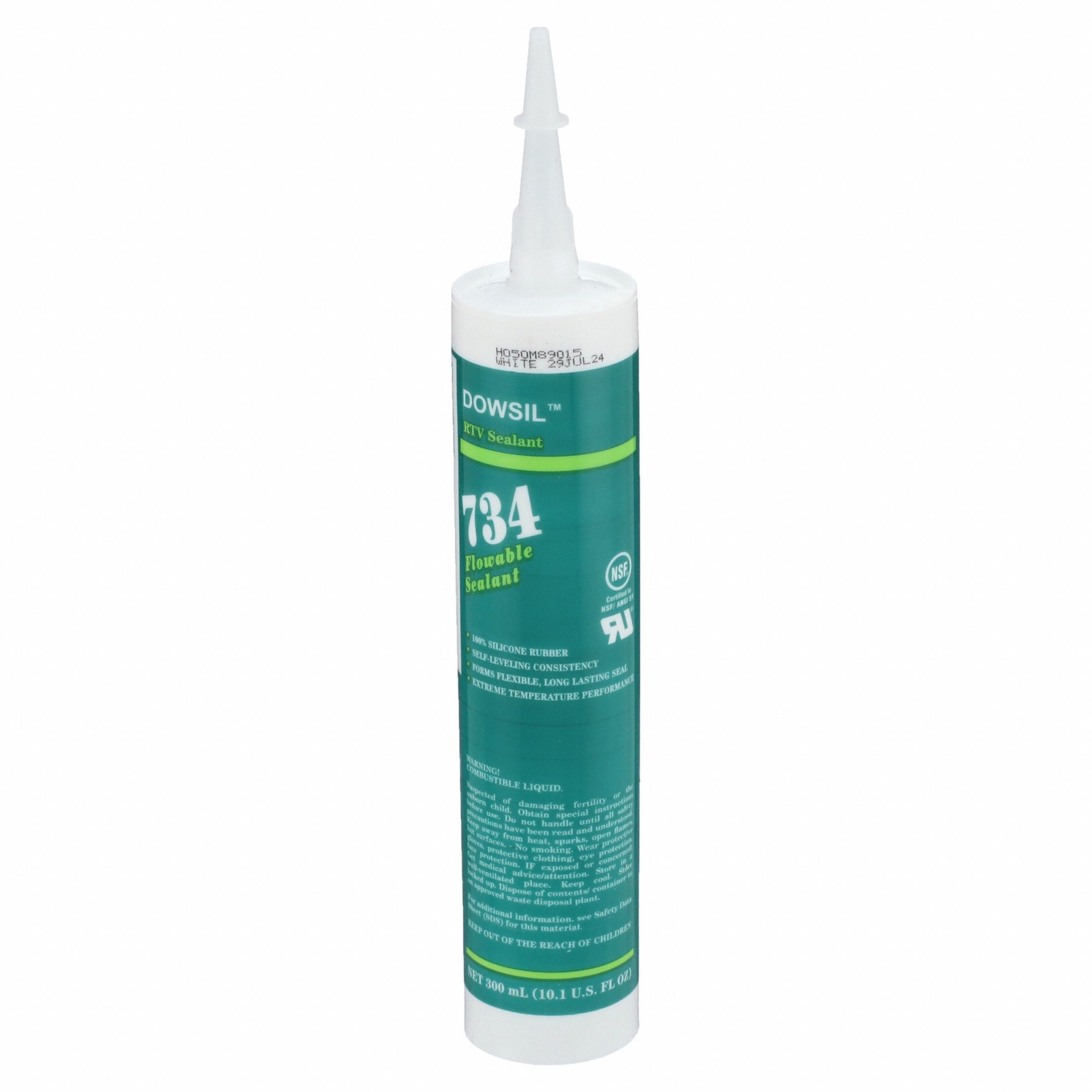 Silicone Sealant: 734, White, 10 oz, Cartridge, 301% to 500% Elongation Range