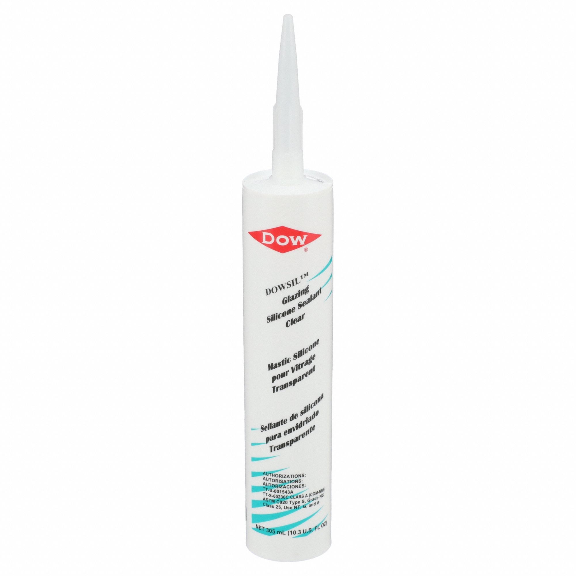 Silicone Glazing Sealant: Glazing, Clear, 10 oz, Cartridge, 301% to 500% Elongation Range