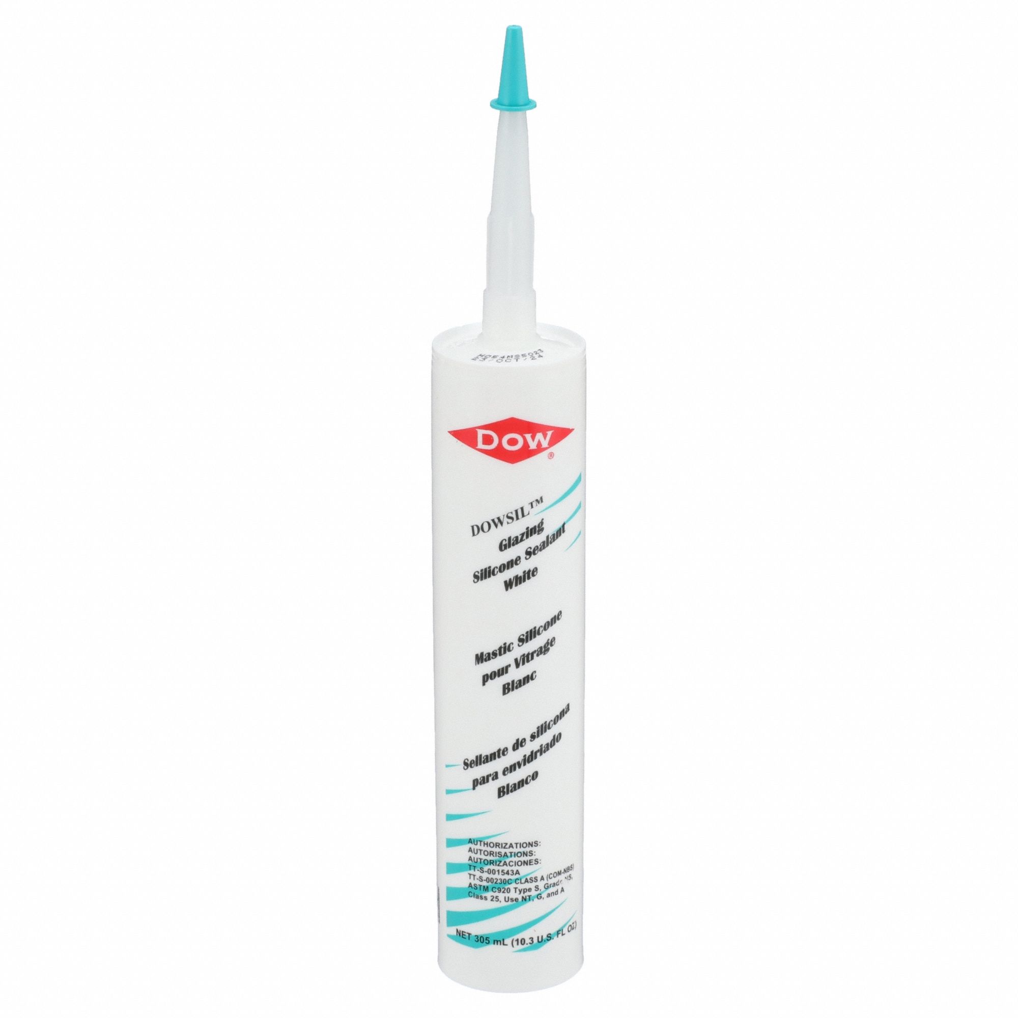 Silicone Glazing Sealant: Glazing, White, 10 oz, Cartridge, 301% to 500% Elongation Range
