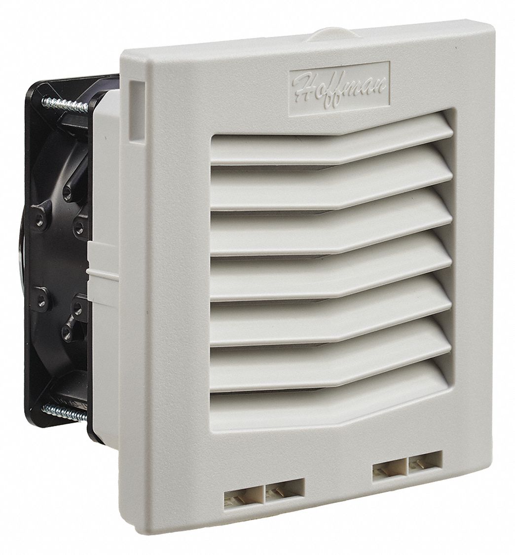 Wet-Location Square Axial Fan: 6 1/8 in Ht, 4 in Dp, 159 cfm, IP54, UV-Resistant Plastic