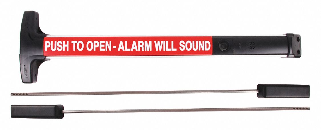 Surface Vertical Rod: 36 in Max Door Wd, Aluminum