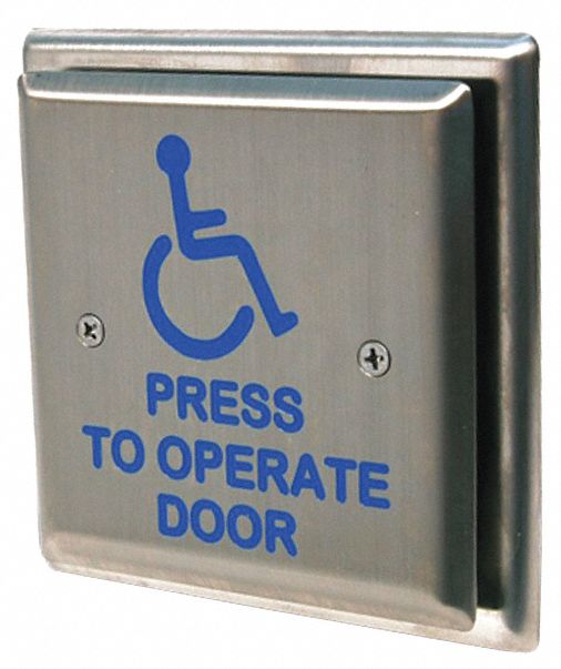 Handicapped Door Button & Stanley Closers CL4163 4.5 Square Stainless