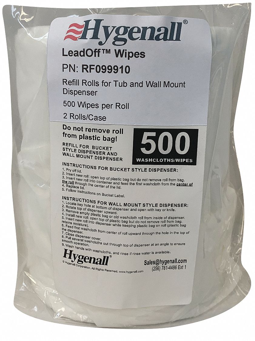 Lead Removing Wipes: Bucket, 6 in x 8 in Sheet Size, 500 Wipes per Container, 2 PK