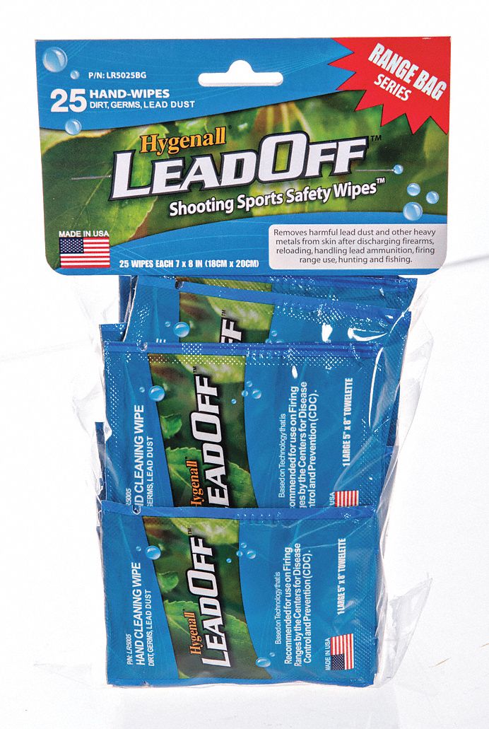 Lead Removing Wipes: Packet, 5 in x 8 in Sheet Size, 25 Wipes per Container, 4 PK