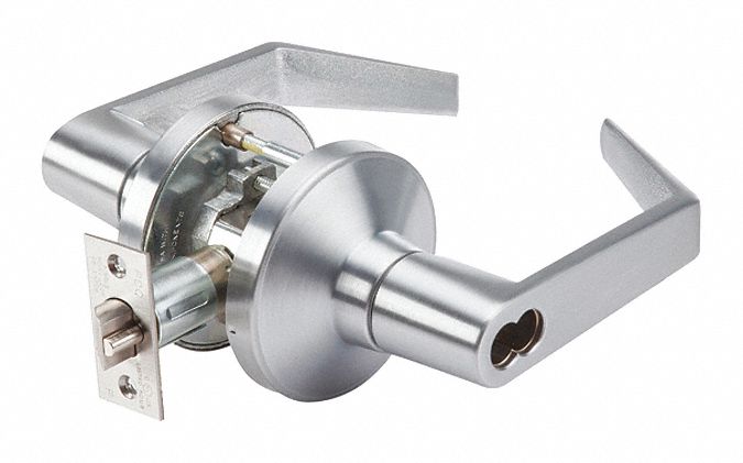 Door Lockset: Classroom Lever Locksets, Chrome, ADA Compliant, LFIC