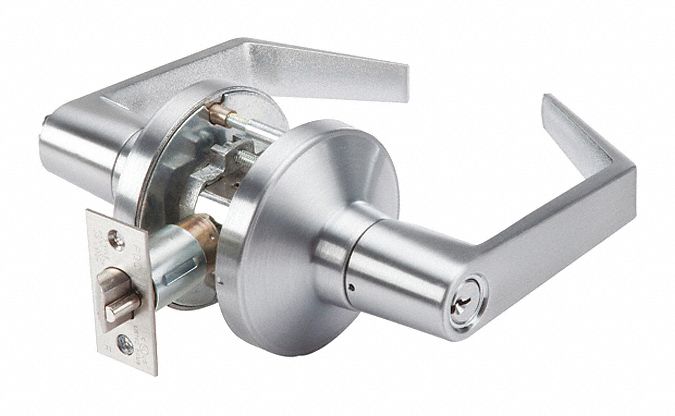 Door Lockset: Classroom Lever Locksets, Chrome, ADA Compliant, LFIC