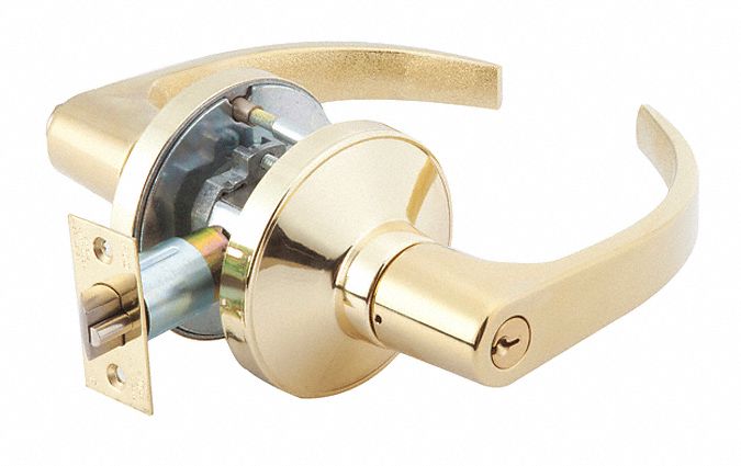 Door Lockset: Classroom Lever Locksets, Brass, ADA Compliant