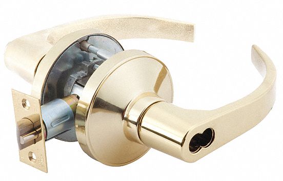 Door Lockset: Classroom Lever Locksets, Brass, ADA Compliant