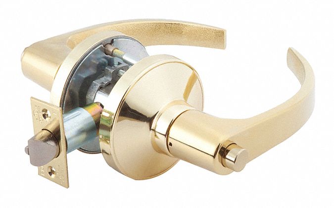 Door Lockset: Privacy Lever Locksets, Brass, ADA Compliant