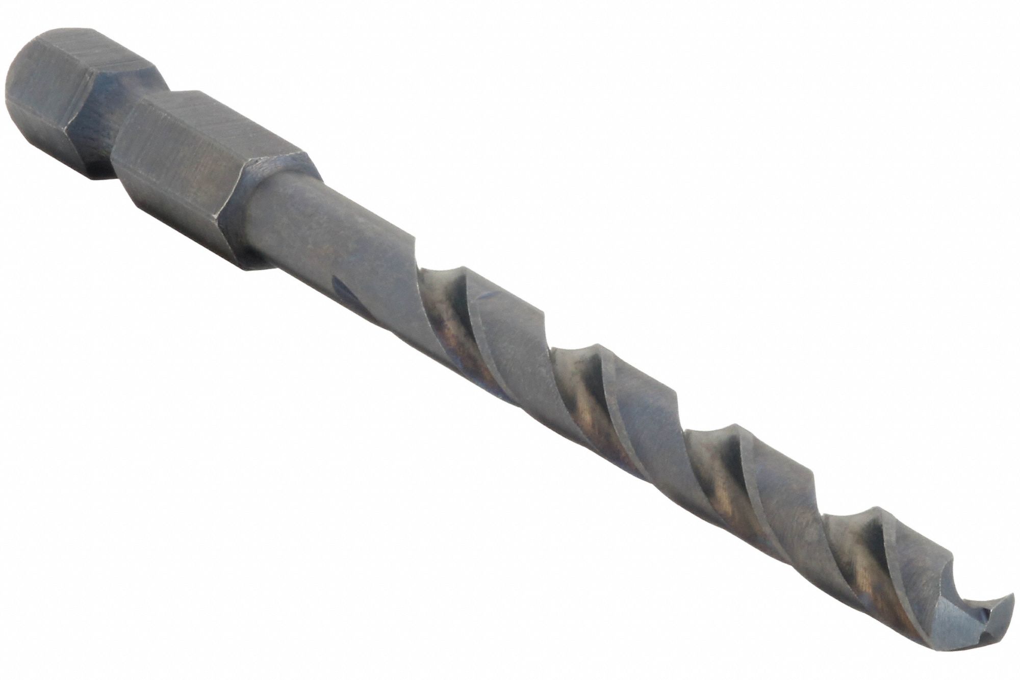 HEX SHANK DRILL BIT, 3/16 IN BIT SIZE, 2 IN FLUTE L, ¼ IN SHANK HEX, SPLIT POINT