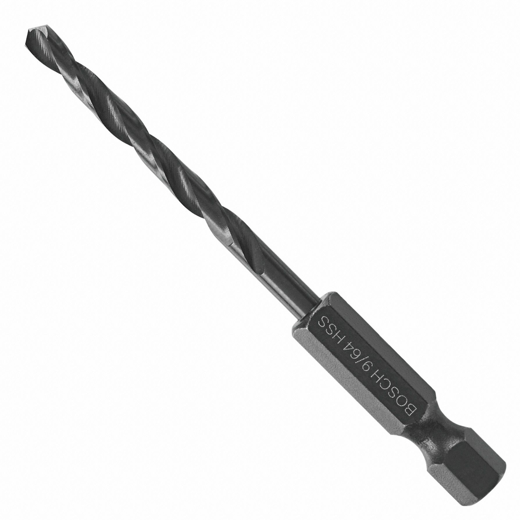 HEX SHANK DRILL BIT, RIGHT HAND, BLACK OXIDE, 9/64 IN, 135 ° , HSS, HEX SHANK, 2⅞ IN L