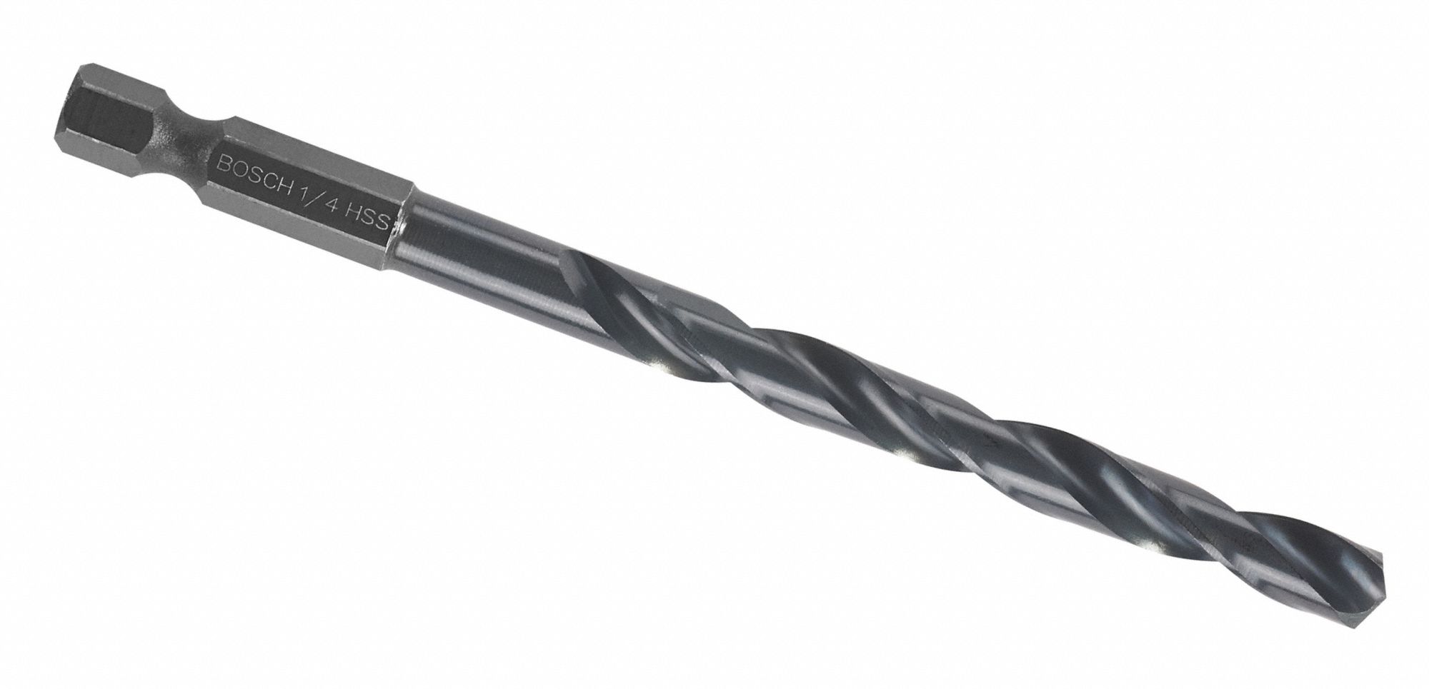 HEX SHANK DRILL BIT, ¼ IN DRILL BIT SIZE, 3 IN FLUTE L, ¼ IN SHANK HEX, SPLIT POINT