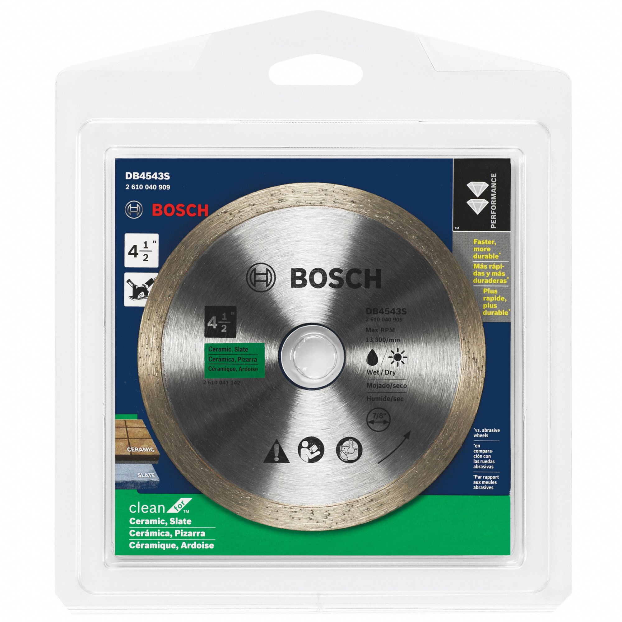 BOSCH Angle Grinders, Diamond Saw Blade, Ceramic, Slate, Stone Materials Cut, 4 1/2 in Blade Dia