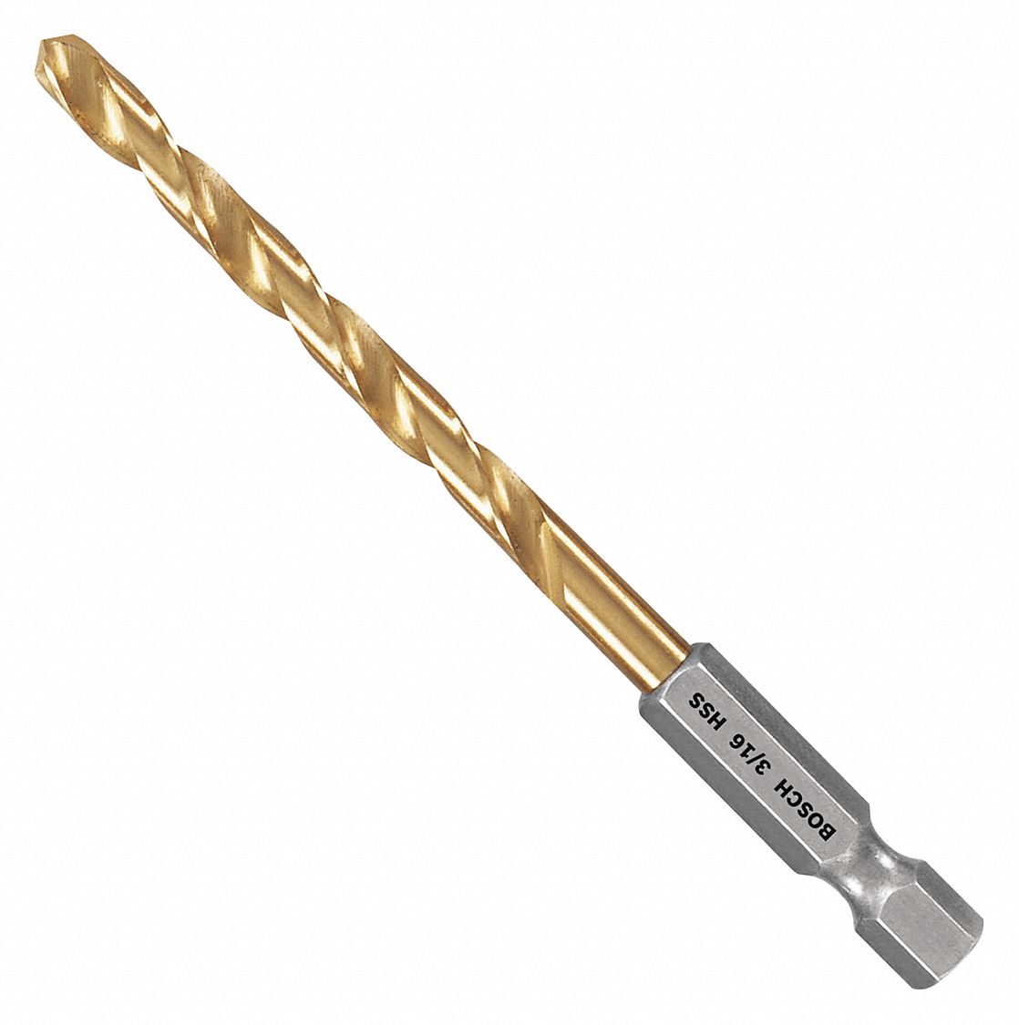 BOSCH Hex Shank Drill Bit, 3/16 in, Drill Bit Point Angle 135°, Drill