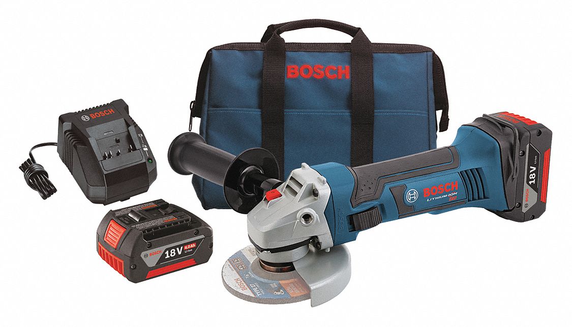 Bosch 4 1 2 Cordless Angle Grinder Kit 18 0 Voltage 10 000 No