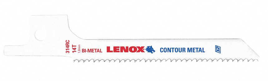 Reciprocating Saw Blade: 14 Teeth per Inch, 3 5/8 in Blade Lg, 5/16 in Blade Wd, Steel, 5 PK