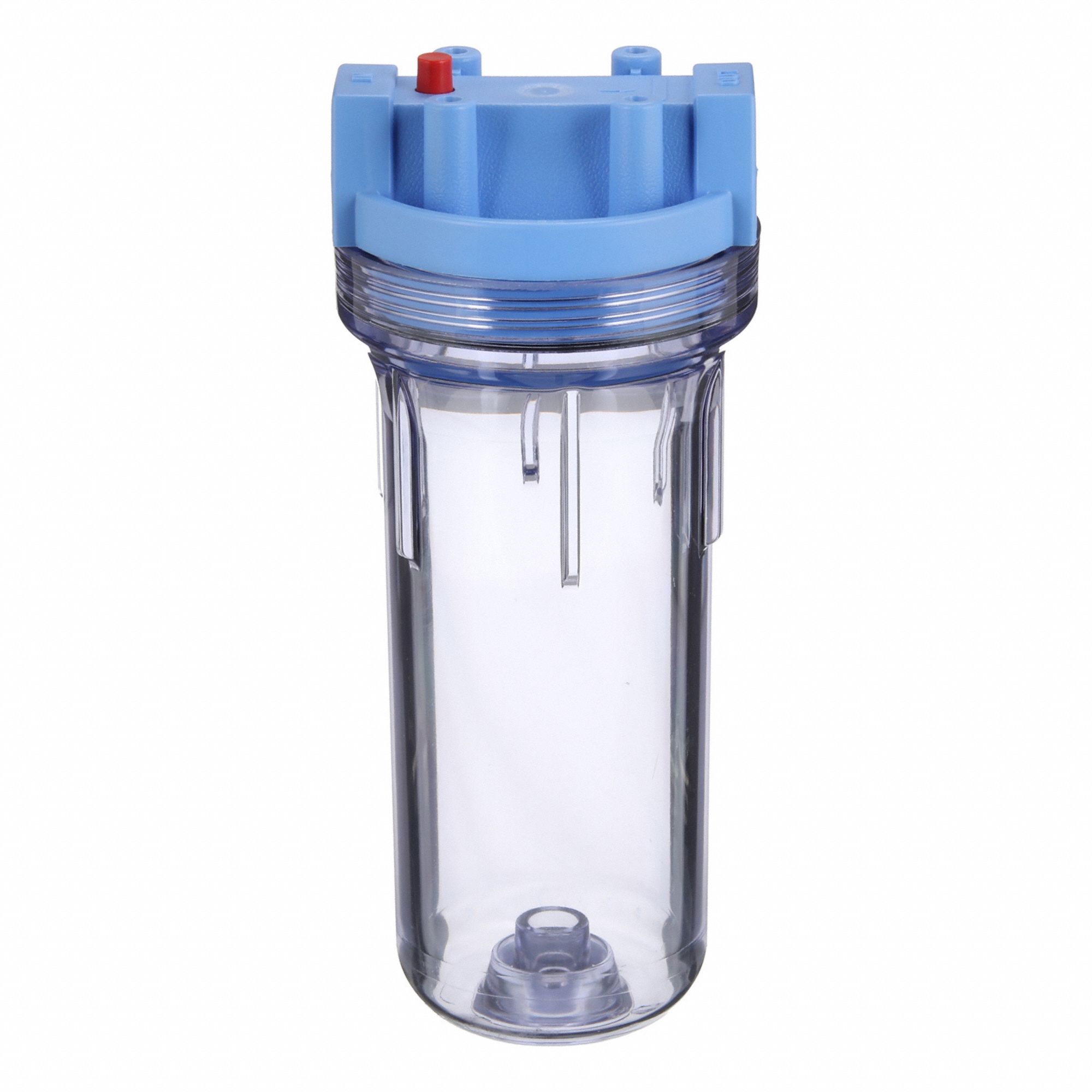 Water Filter Housing: 3/4 in, NPT, 12 5/8 in Overall Ht, 5 1/4 in Overall Dia, Clear