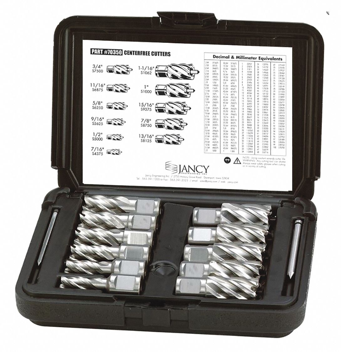 Annular Cutter Set: 2 in Max Cutting Dp, Pilot Pin Included, TiN, High Speed Steel