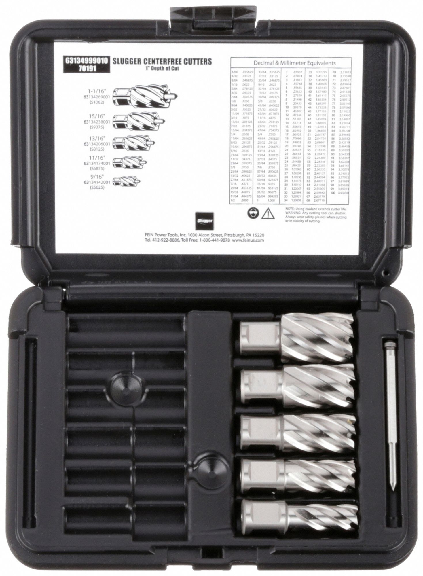Annular Cutter Set: 1 in Max Cutting Dp, Pilot Pin Included, Bright (Uncoated)