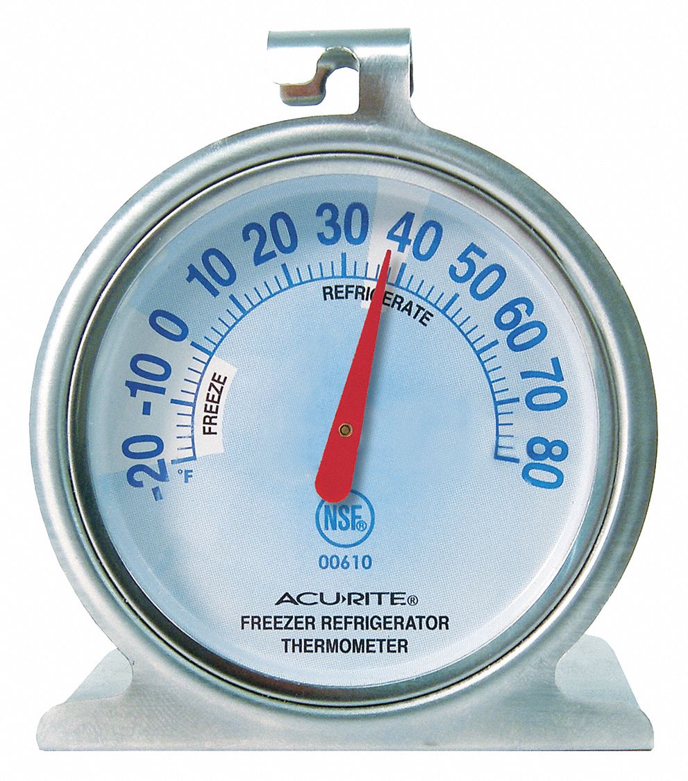 Analog Thermometer: Refrigerator/Freezer Thermometer, -20° to 80°F