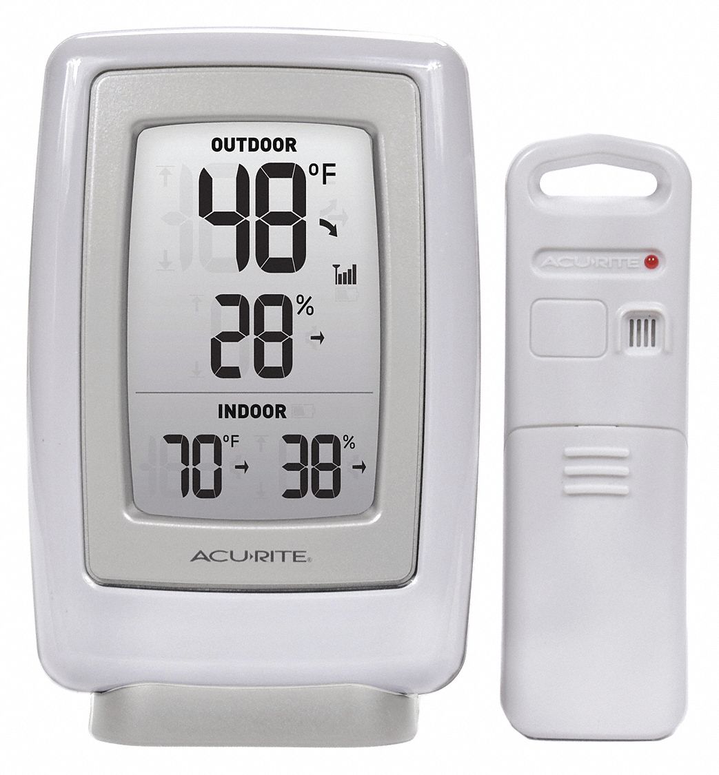 Digital Thermometer: Indoor/Outdoor, 1% to 99% RH, Outdoor Humidity/Temp, Indoor Humidity/Temp