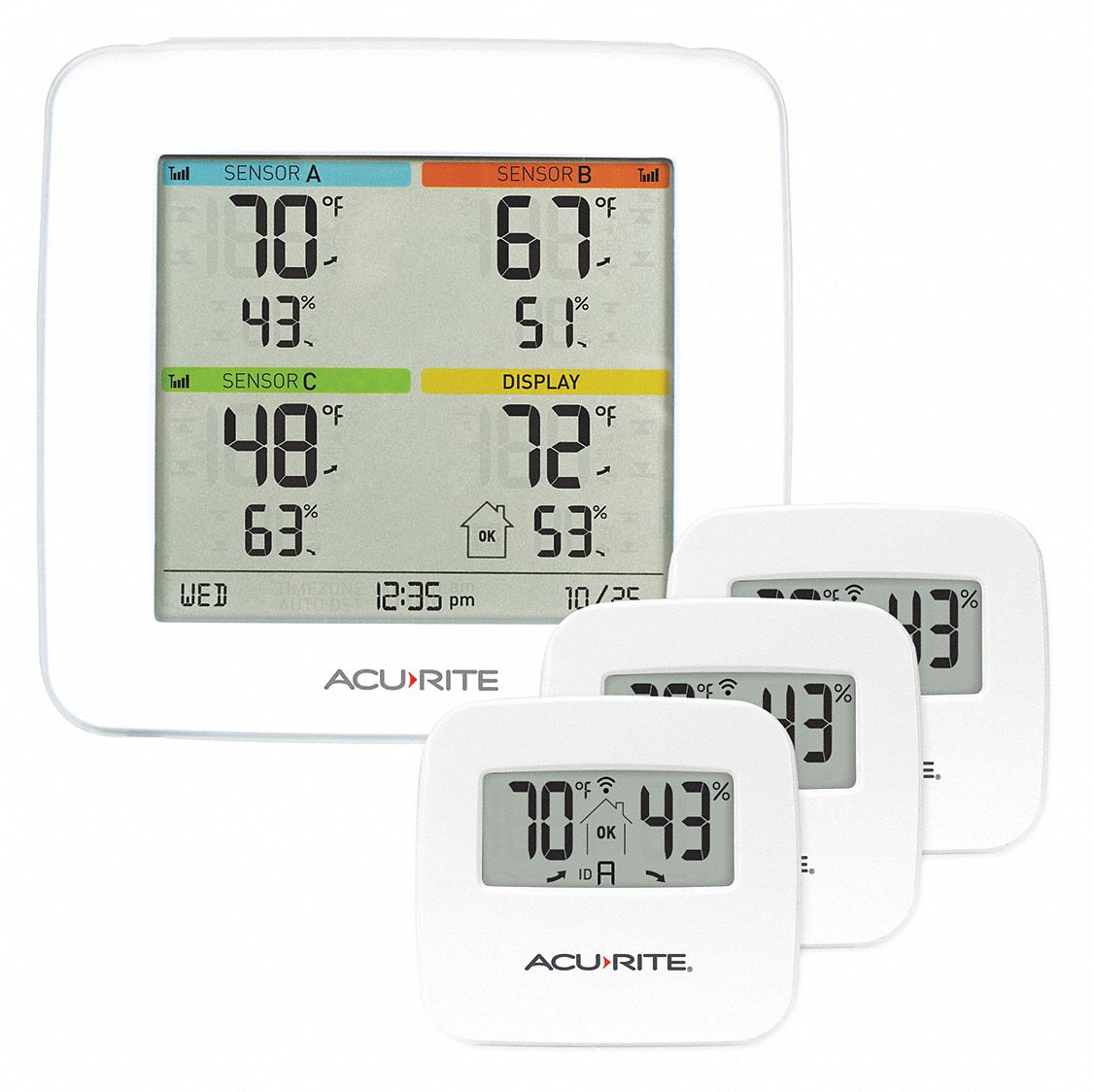 Wireless Thermometer: Indoor/Outdoor, Outside Temp, Indoor Humidity/Inside  Temp - Grainger