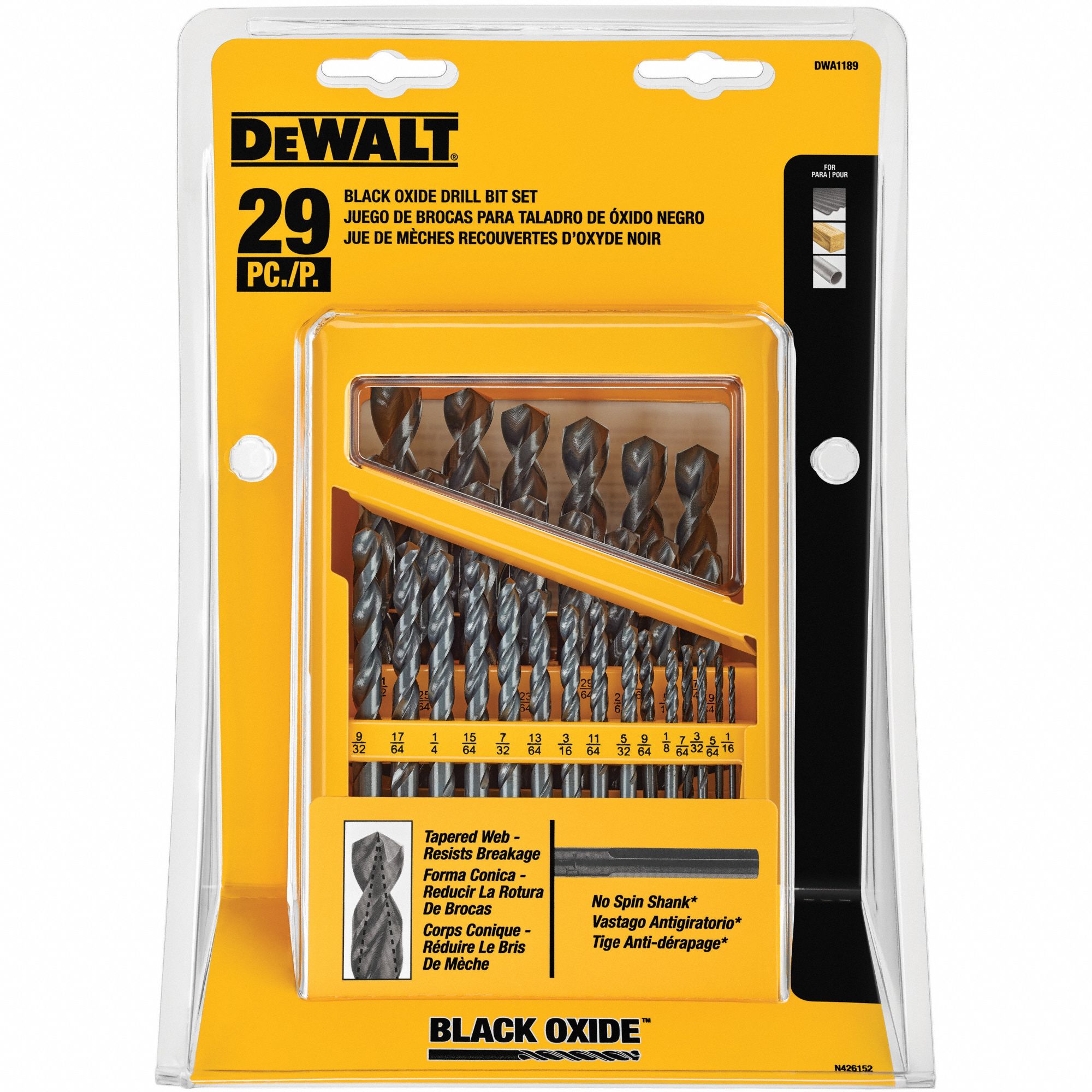 DEWALT Jobber Length Drill Set, Number of Drill Bits 29, 135 °, Split Point, High Speed Steel
