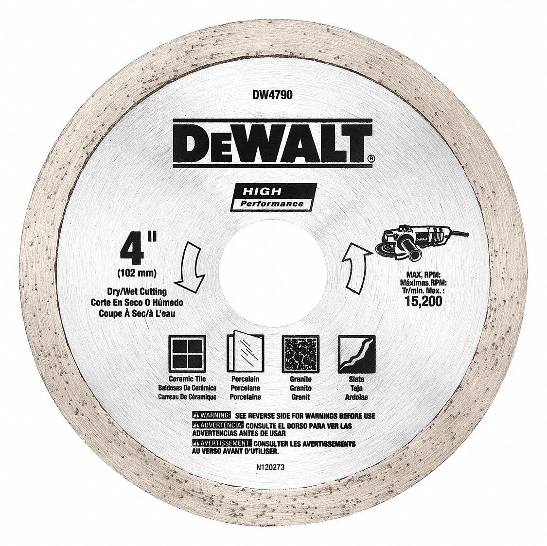 DIAMOND SAW BLADE,GOOD,4 IN,WET/DRY
