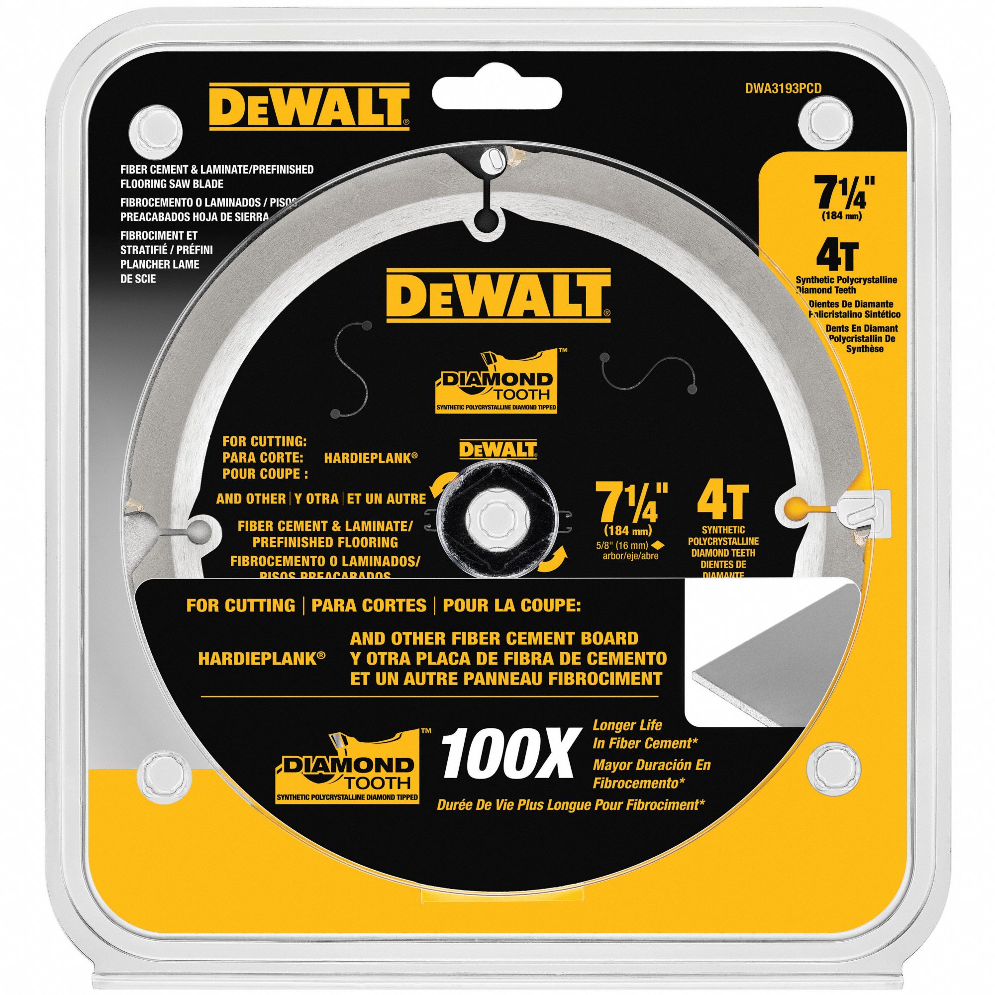 DEWALT Circular Saw Blade 7 1/4 in Blade Dia., 4 Teeth, 0.071 in Cut