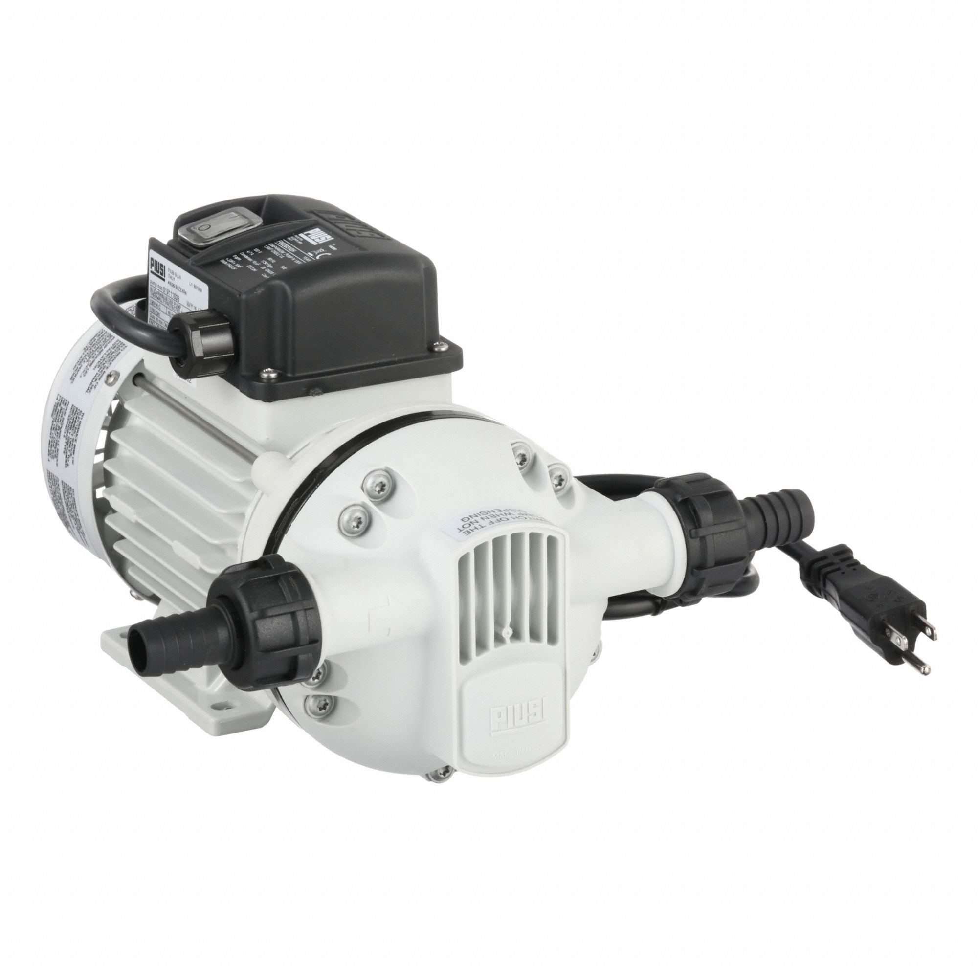 Electric Drum Pump: 120 V AC, 67/100 hp HP, Nylon, 9 gpm Max. Flow Rate, Pump Only, 1 in BSP