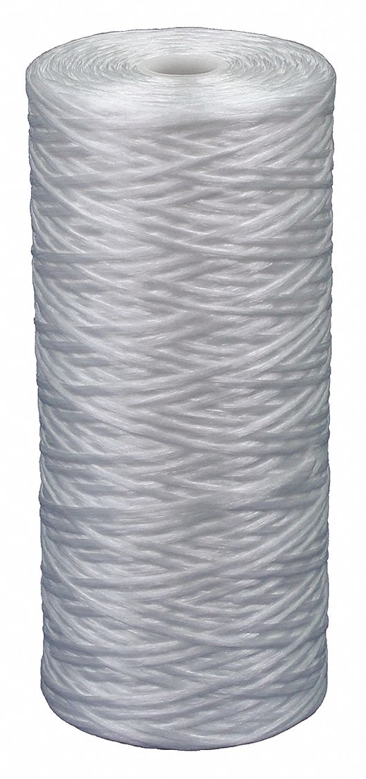 Water Filter Cartridge: 50 micron, String Wound, 30 gpm, Fibrillated Polypropylene