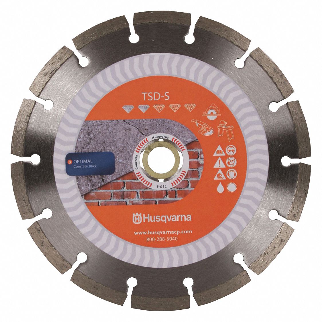 DIAMOND SAW BLADE, SEGMENTED, 4½ IN DIA, ⅝ /⅞ IN, WET/DRY, 0.080 IN, CONCRETE